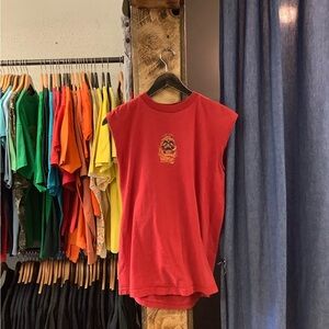 Vintage Red Sleeveless Graphic Tee